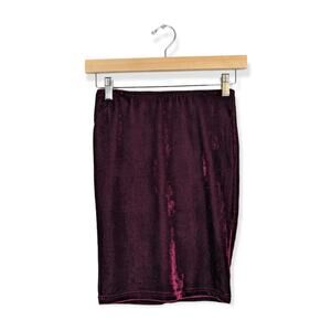 NWT Tobi Dark Red Wine Higher Ground  Velvet Stretch Mini Skirt Size XS